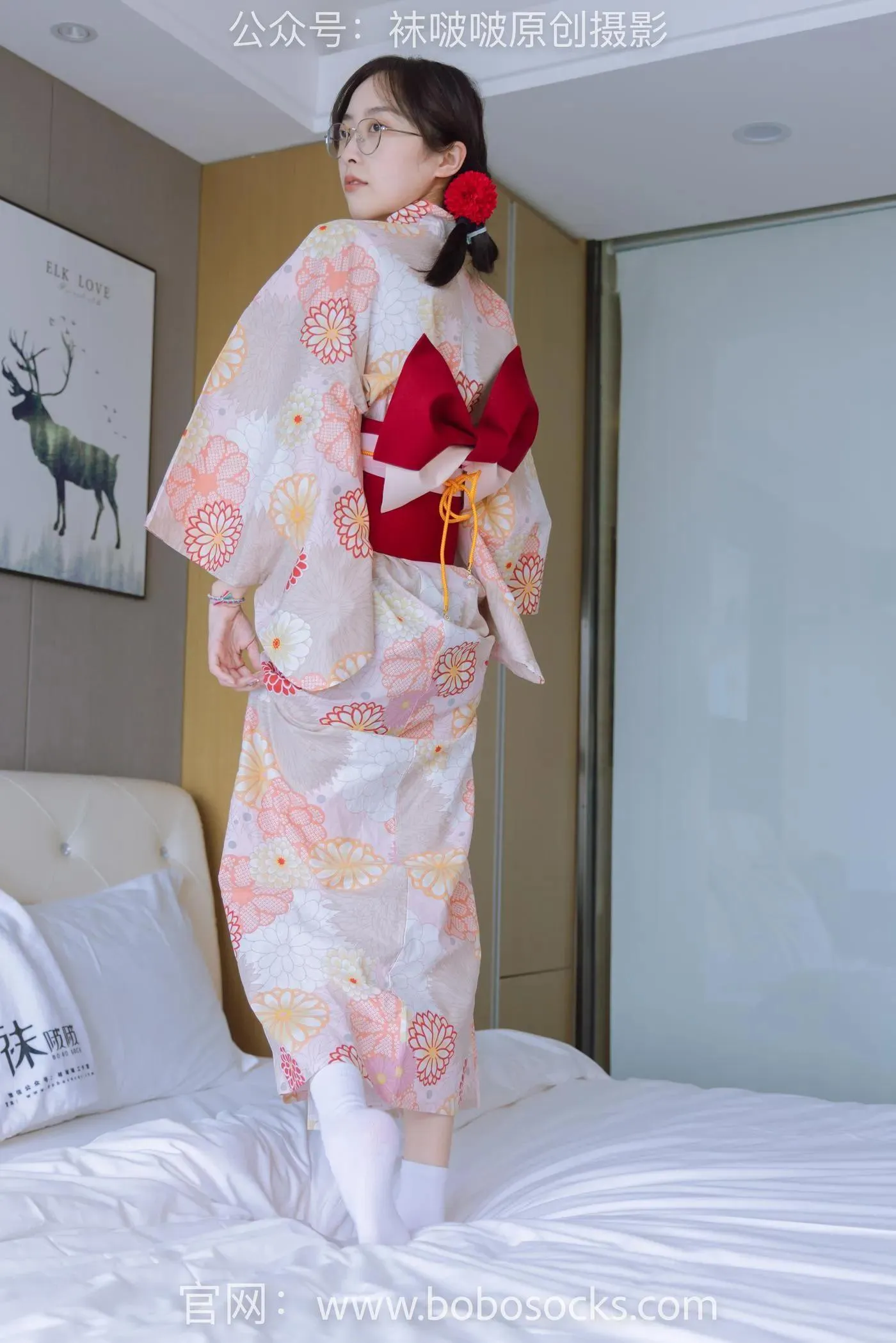 [BoBoSocks袜啵啵]NO.137 稚予-木屐、分指白棉袜、裸足、和风浴衣 [170P]插图2